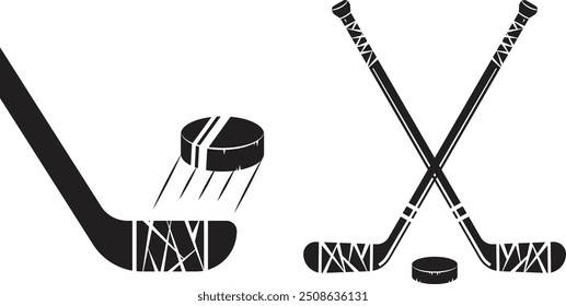 Hockey Stick Icon Silhouette Flat Graphic Design