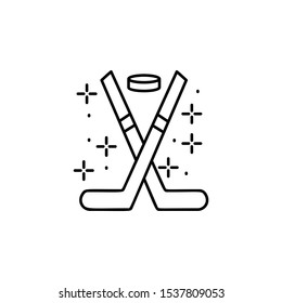 Hockey stick icon. Simple line, outline vector of winter vacation icons for ui and ux, website or mobile application