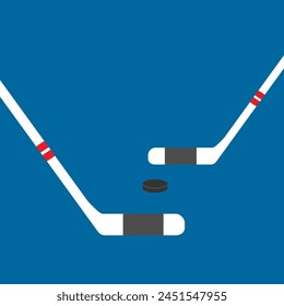 Hockey stick icon. Vector illustration of two colored hockey sticks