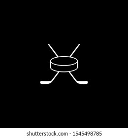 Hockey stick icon. white filled vector illustration. Hockey stick symbol on black background. Can be used in web and mobile.