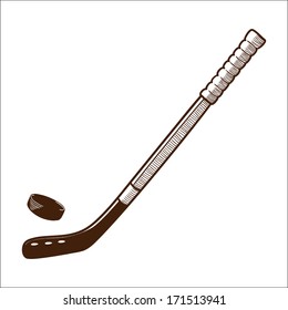 Hockey stick isolated on white. Sketch vector illustration