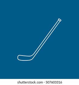 Hockey Stick Line Icon On Blue Background