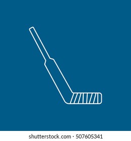 Hockey Stick Line Icon On Blue Background