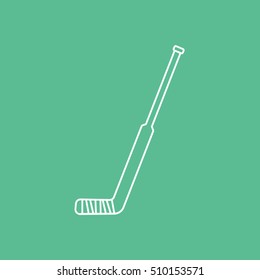 Hockey Stick Line Icon On Green Background