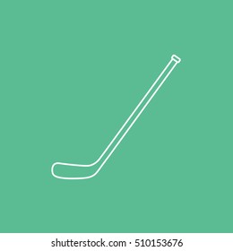 Hockey Stick Line Icon On Green Background