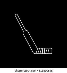Hockey Stick Line Icon On Black Background