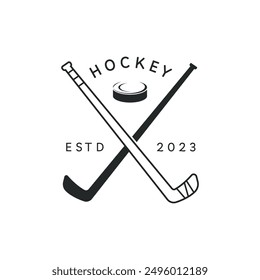 Hockey Stick Logo Flat Design Isolated On White Background.