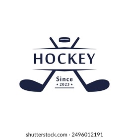 Hockey Stick Logo Flat Design Isolated On White Background.