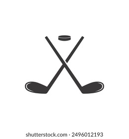 Hockey Stick Logo Flat Design Isolated On White Background.