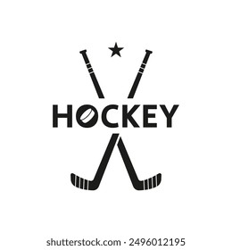 Hockey Stick Logo Flat Design Isolated On White Background.