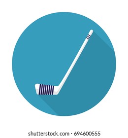 Hockey stick with long shadow, hockey stick vector icon illustration. Hockey stick in a flat style