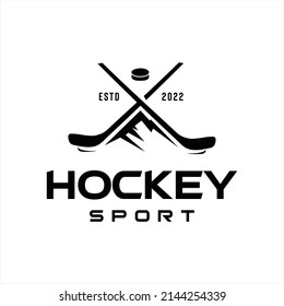 Hockey Stick Mountain Abstract Logo Stock Vector. Modern professional hockey Mountain logo for sport team Vector - Shutterstock ID 2144254339