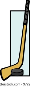 hockey stick and puck