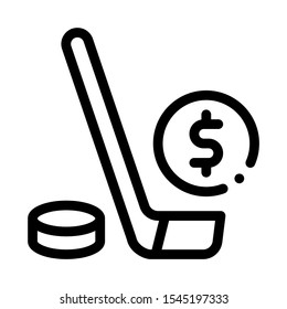 Hockey Stick with Puck Betting And Gambling Icon Vector Thin Line. Contour Illustration