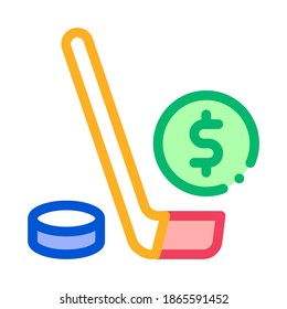 Hockey Stick with Puck Betting And Gambling Icon Vector Thin Line. Contour Illustration