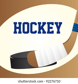 hockey stick and hockey puck close up. vector