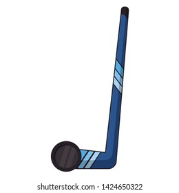 Hockey stick and puck extreme sport vector illustration graphic design