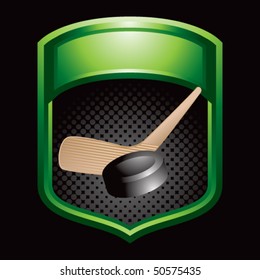 hockey stick and puck green display