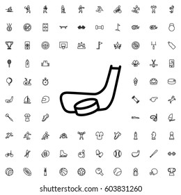 Hockey stick and puck icon illustration isolated vector sign symbol. sports icons vector set.