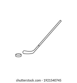 Hockey stick   puck icon  Line style  Vector  