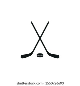 Hockey stick and puck icon. Simple vector illustration.