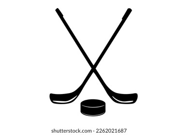 hockey stick and puck illustration design