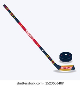 Hockey. Stick and Puck - isolated on a white background - vector. Winter sport