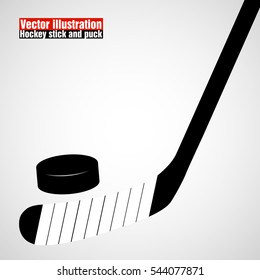 Hockey stick and puck, isolated on a white background, vector illustration, eps 10