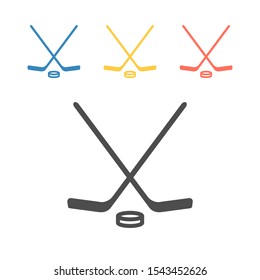 Hockey Stick And Puck line icon. Vector signs for web graphics