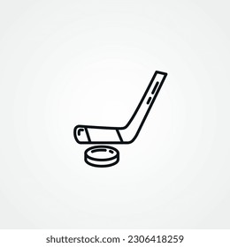 hockey stick and puck line icon  hockey web linear icon 