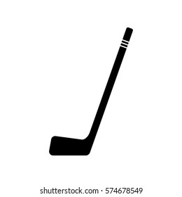 Hockey stick and puck monochrome icon. Hokey puck stick isolated, sport ice icon, game equipment, goal or competition, leisure and activity vector illustration