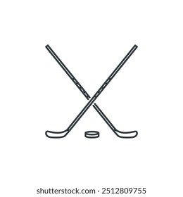 Hockey, stick, puck, sport, equipment, training, game icon, vector illustration