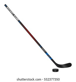 Hockey stick and puck, vector