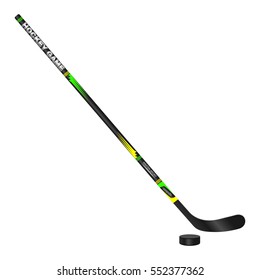 Hockey stick and puck, vector