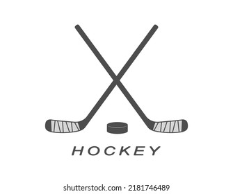 Hockey. A hockey stick with a puck. Vector icon for a creative idea. Flat style