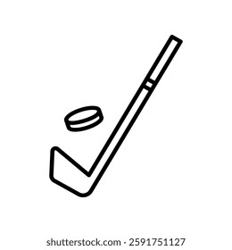 Hockey Stick and Puck Vector Icon with Simple Design Elements