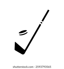 Hockey Stick and Puck Vector Icon with Simple Design Elements