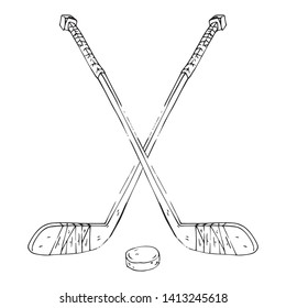 Hockey Stick Puck Vector Illustration Crossed Stock Vector (Royalty ...