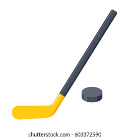 Palas y pollos de hockey, ilustración vectorial en diseño plano