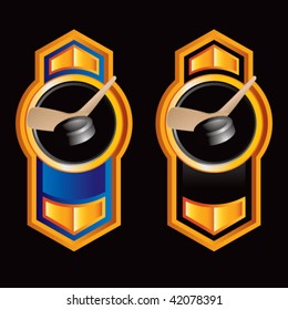 hockey stick and puck vertical orange arrows