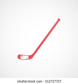 Hockey Stick Red Flat Icon On White Background