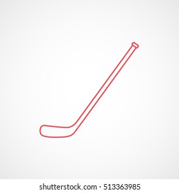 Hockey Stick Red Line Icon On White Background