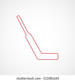 Hockey Stick Red Line Icon On White Background