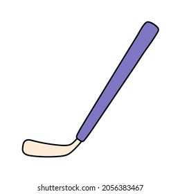 Hockey stick. Sport equipment sketch. Hand drawn doodle icon. Vector freehand fitness illustration