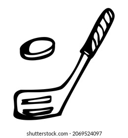 hockey stick of sport hand drawn illustration