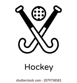 Hockey sticks with ball, icon in modern solid style 