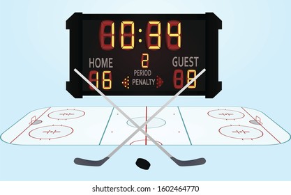 Hockey sticks and field. vector illustration