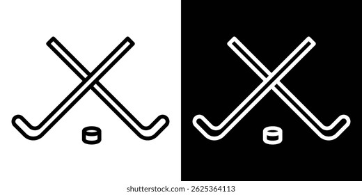 Hockey sticks icon concept stroke on white background