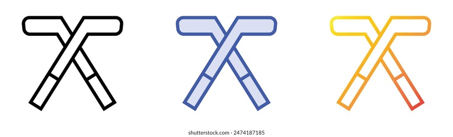 hockey sticks icon. Linear, Blue Fill and Gradient Style Design Isolated On White Background