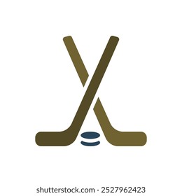 hockey sticks icon on a white background, vector illustration